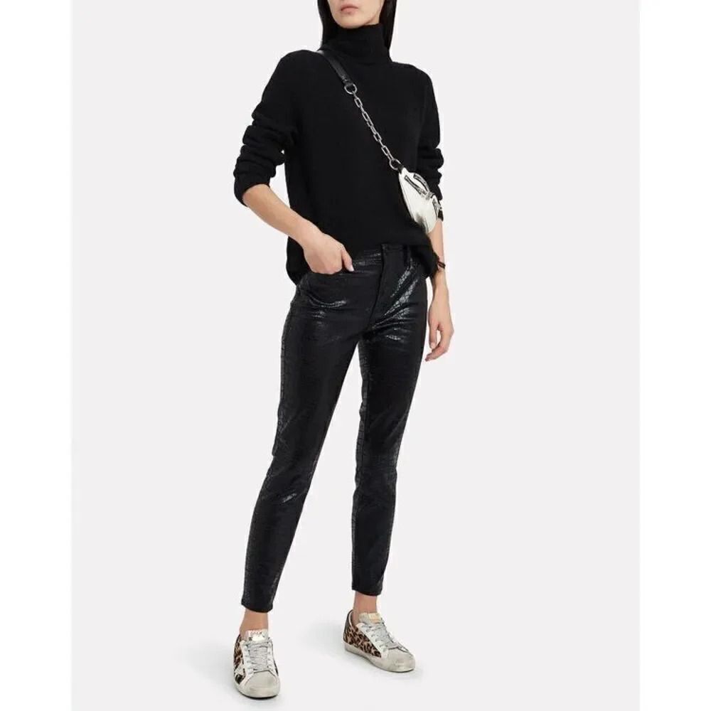 Frame Le High Skinny Croc-Embossed Jeans Size 26 NWOT